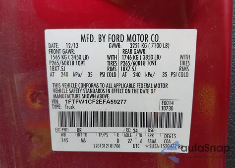 2014 Ford F-150 Xlt z USA, uszkodzony, nr VIN 1FTFW1CF2EFA59277